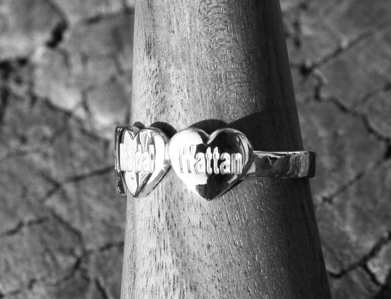 Personalized Sterling Silver up to 5 Hearts Ring with Custom Name Engraving - 3D Rendering Included