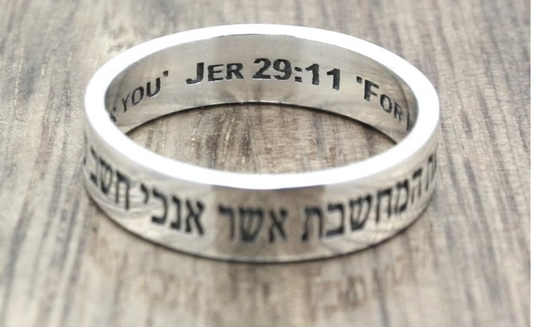 Jeremiah 29 verse 11 Hebrew Bible Verse For i know the plans I have for you 925 Sterling Silver Ring by Angelina Michaels