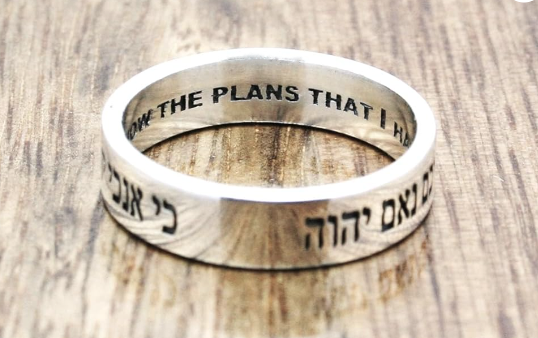 Jeremiah 29 verse 11 Hebrew Bible Verse For i know the plans I have for you 925 Sterling Silver Ring by Angelina Michaels