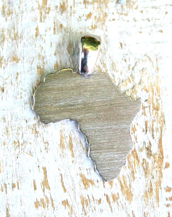 Africa Continent Map Solid Pendant Handmade Sterling Silver - 20mm