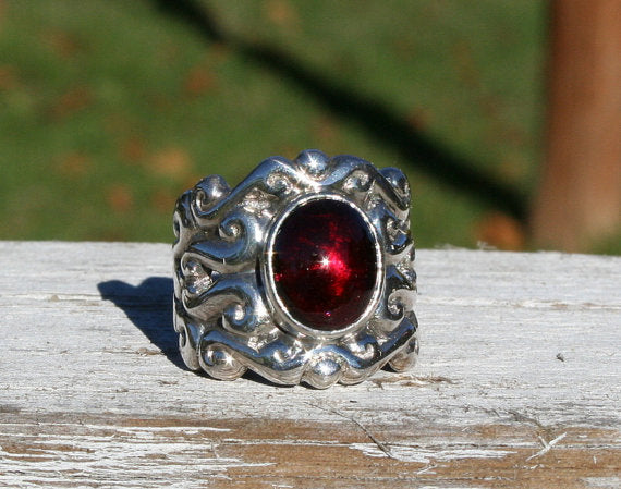 925 Sterling Silver Malawi store Garnet Ring