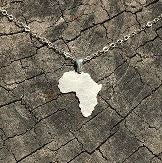 Africa Continent Map Solid Pendant Handmade Sterling Silver - 20mm