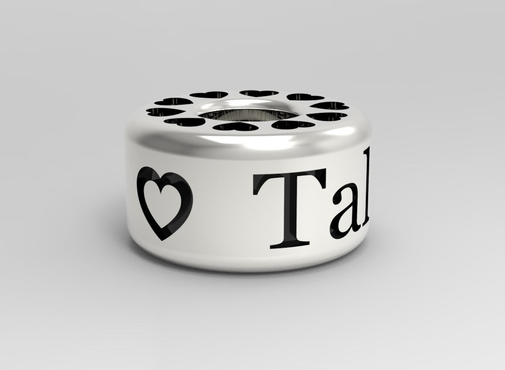 Personalized Charm Bead Sterling Silver 925 with Custom Engraved Name and Heart Pattern with 3D Rendering