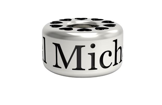 Personalized Charm Bead Sterling Silver 925 with Custom Engraved Name and Heart Pattern with 3D Rendering