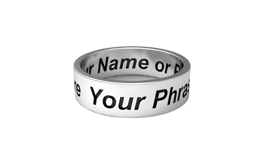 Custom Personalized Sterling Silver 925 Ring - 6mm Wide, 1.3mm Thick - Custom Engraving Available Plus free 3D Render