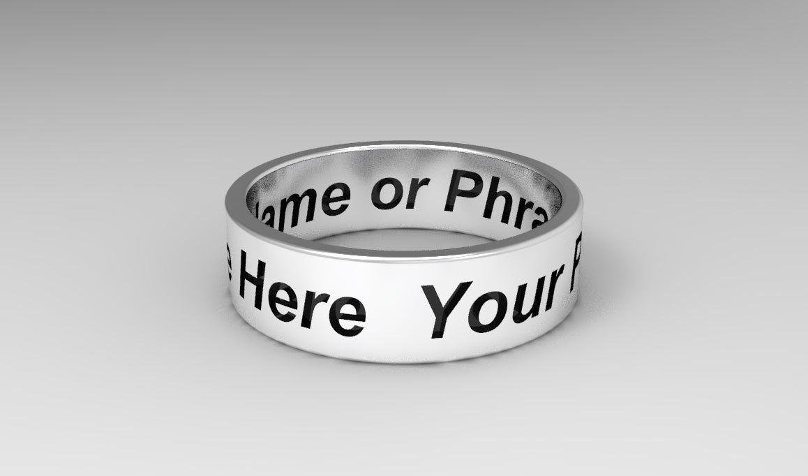 Custom Personalized Sterling Silver 925 Ring - 6mm Wide, 1.3mm Thick - Custom Engraving Available Plus free 3D Render