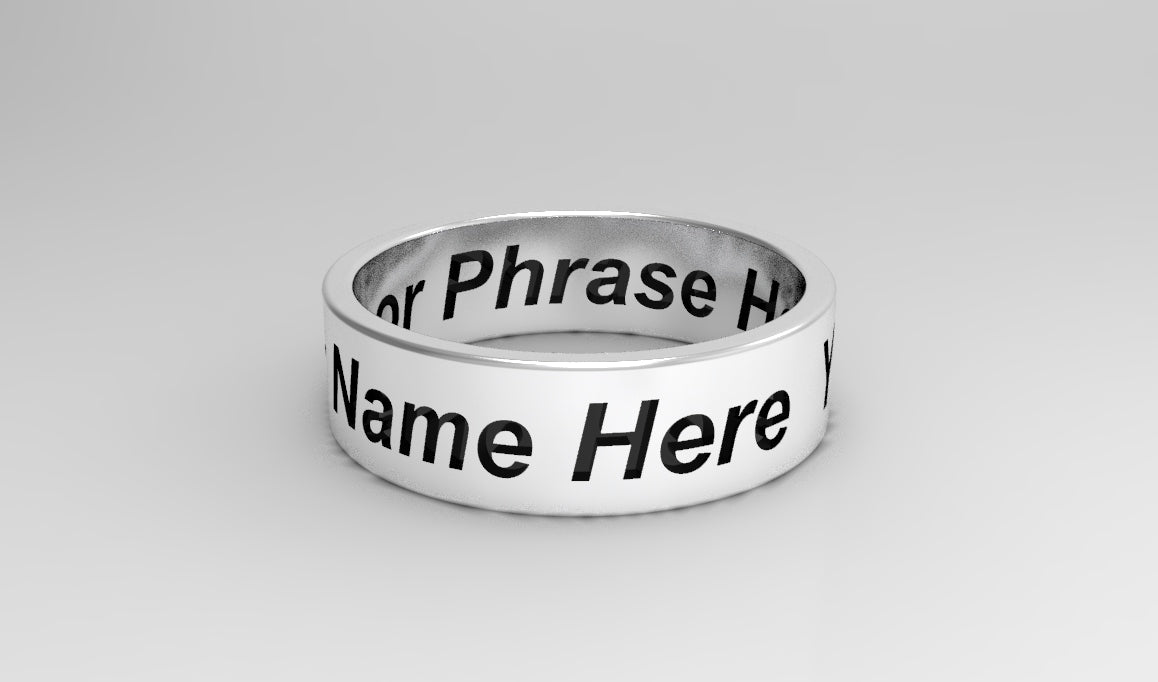 Custom Personalized Sterling Silver 925 Ring - 6mm Wide, 1.3mm Thick - Custom Engraving Available Plus free 3D Render