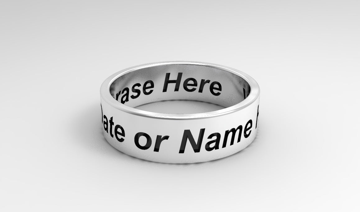 Custom Personalized Sterling Silver 925 Ring - 6mm Wide, 1.3mm Thick - Custom Engraving Available Plus free 3D Render 