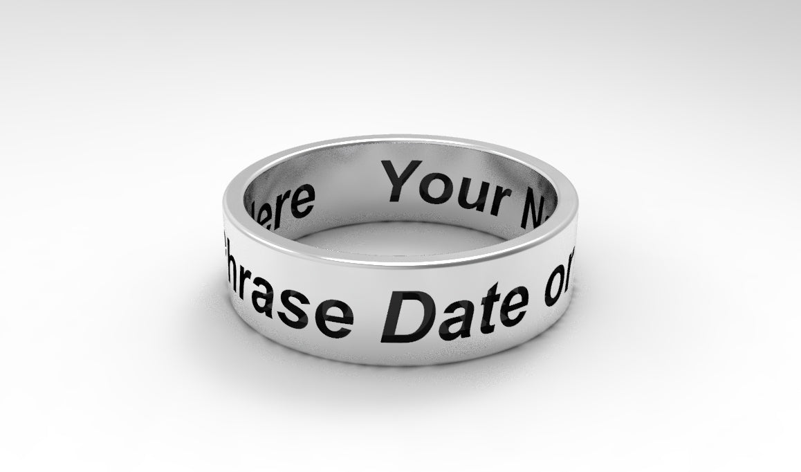 Custom Personalized Sterling Silver 925 Ring - 6mm Wide, 1.3mm Thick - Custom Engraving Available Plus free 3D Render