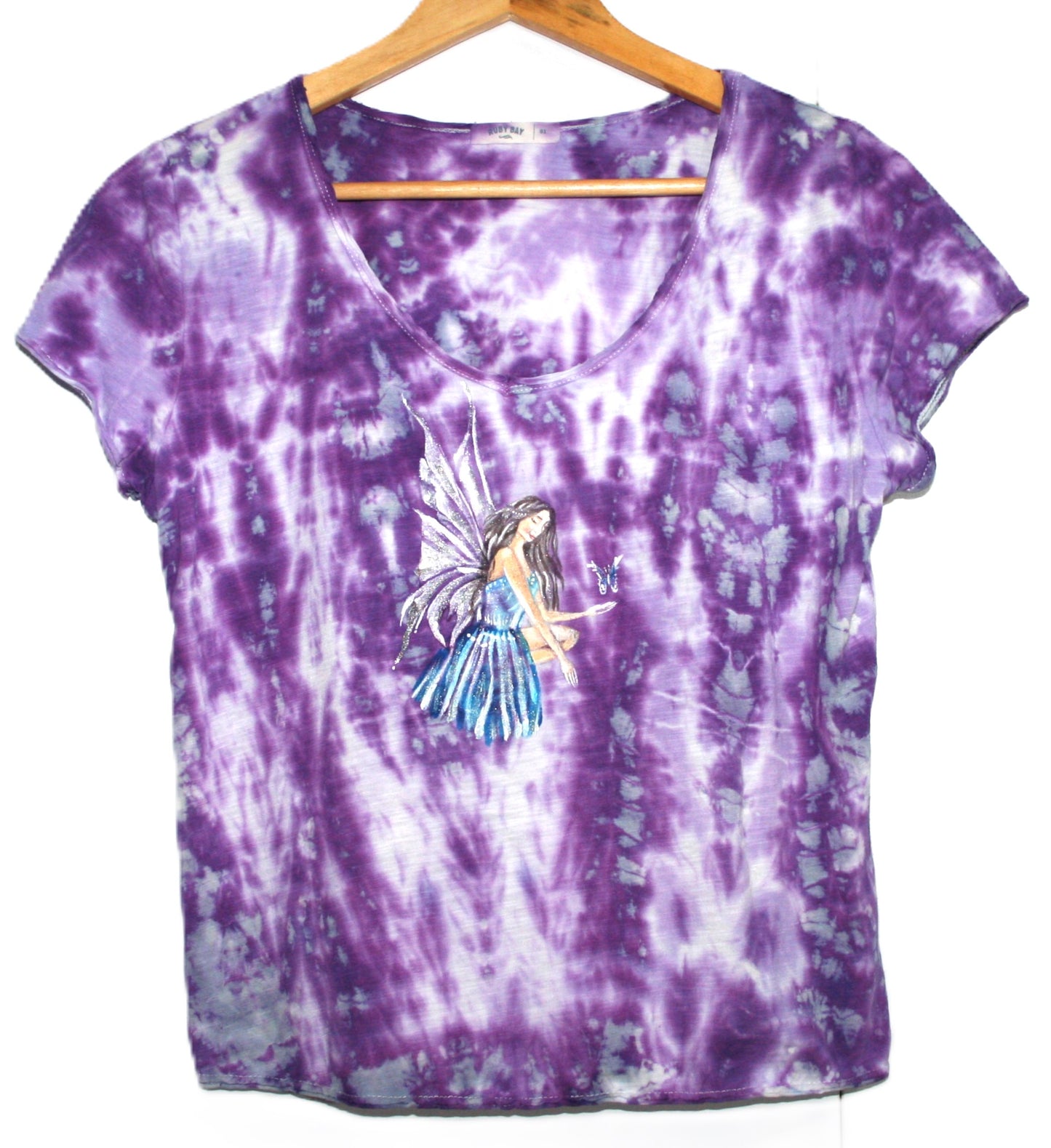 Hand Painted Fairy Tshirt Hand Tie Dyed Purple