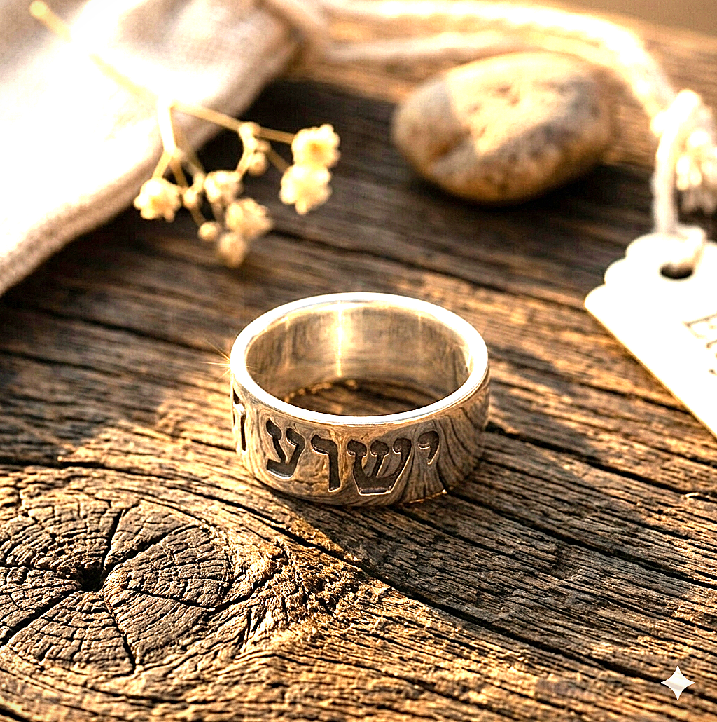 JESUS The Messiah in Hebrew 'Yeshua Hamashiach'  925) Sterling Silver ring 7.5 mm height by Angelina Michaels