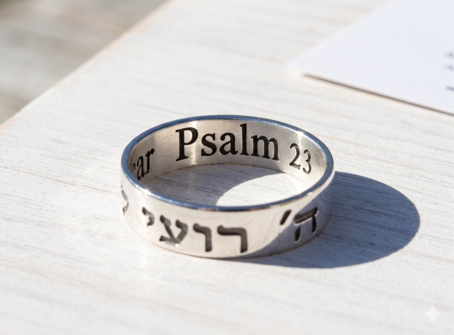 Psalm 23  The Lord is my shepherd Sterling Silver Ring 925 7mm wide by Angelina Michaels