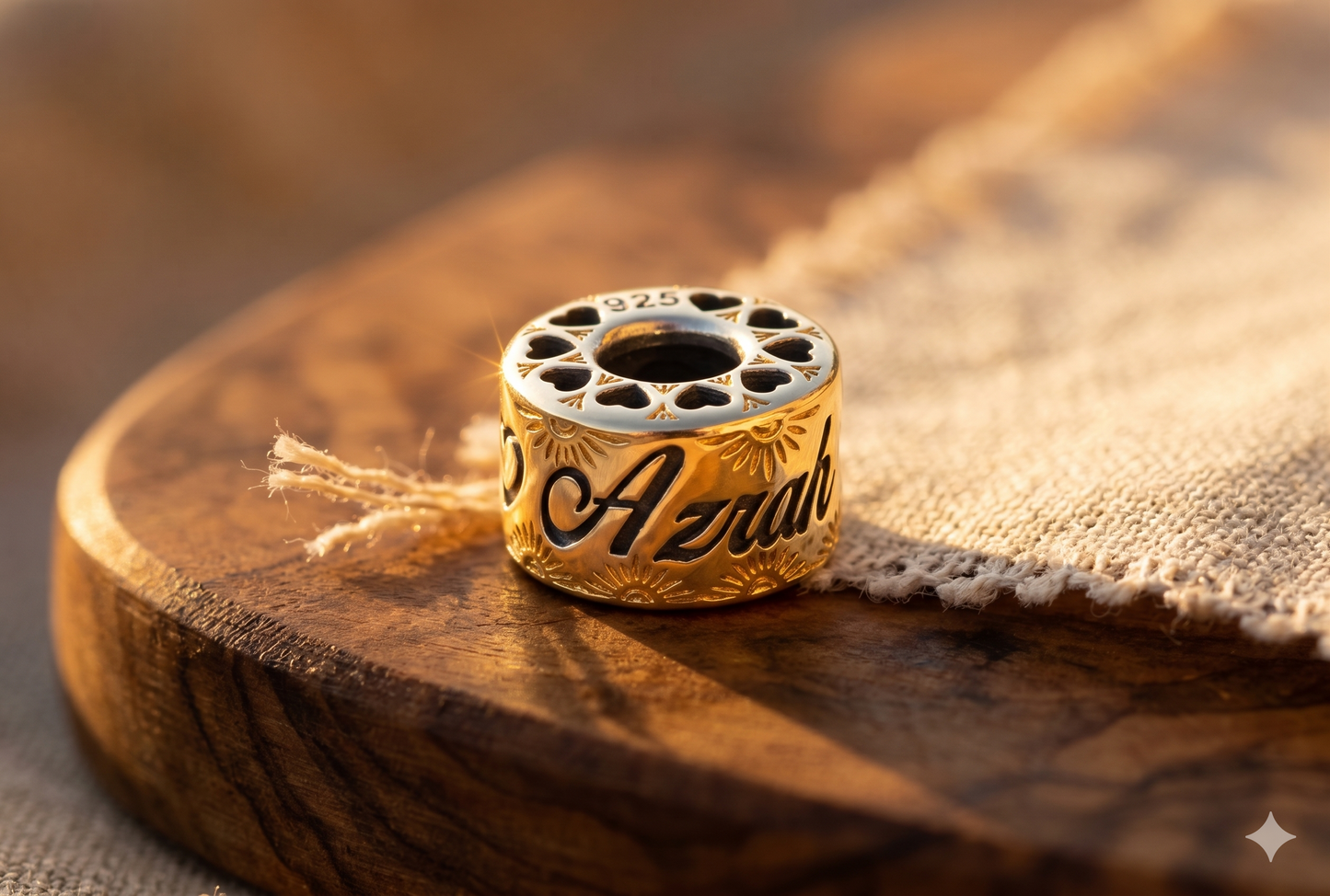 Personalized Charm Bead Sterling Silver 925 with 3D Rendering by Angelina Michaels