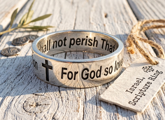 John 3:16 For God so loved the world Sterling Silver 925 ring 6mm thick by Angelina Michaels