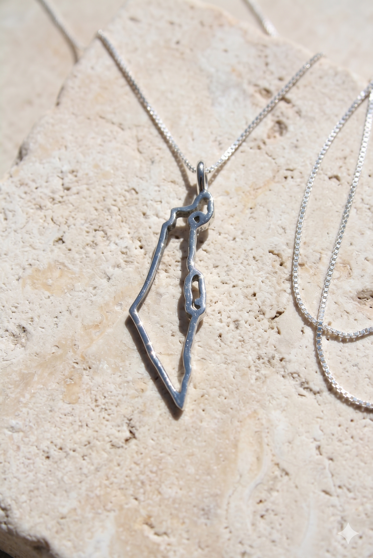 Israel Map Outline Pendant and Necklace 925 Sterling Silver