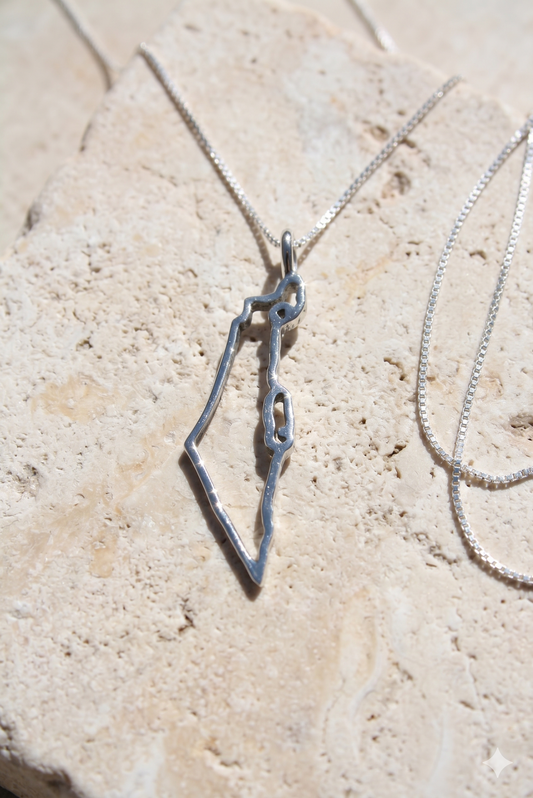Israel Map Outline Pendant and Necklace 925 Sterling Silver