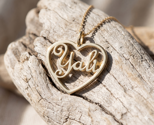 Custom Name Engraved Inside Heart Sterling Silver 925 with 3d Rendering by Angelina Michaels