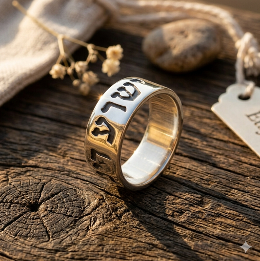 JESUS The Messiah in Hebrew 'Yeshua Hamashiach'  925) Sterling Silver ring 7.5 mm height by Angelina Michaels