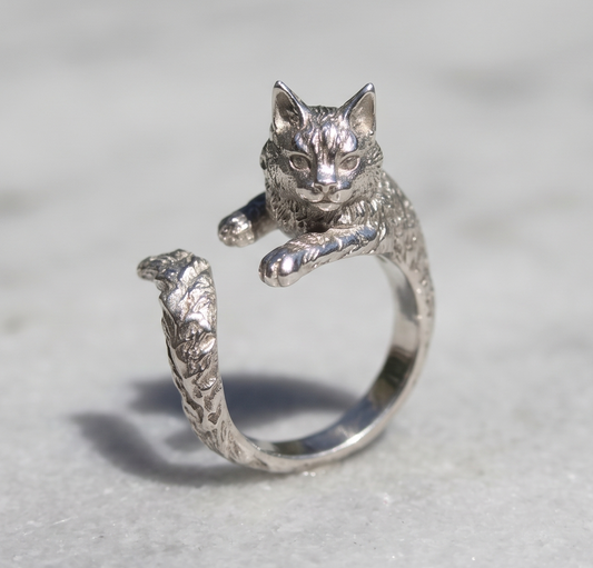 Cat Ring adjustable 925 Sterling Silver