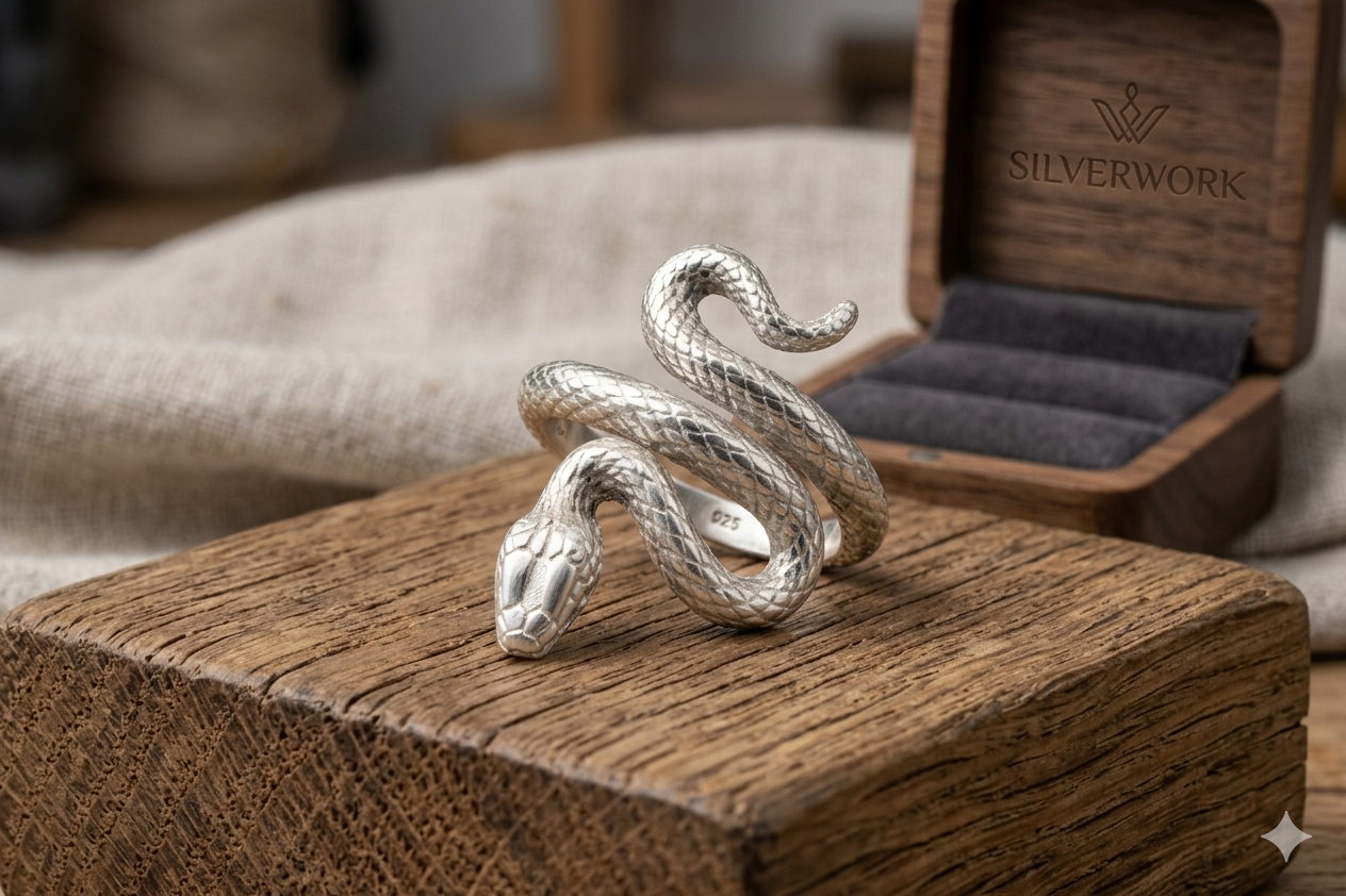Sterling Silver Snake Ring – Fine Detail