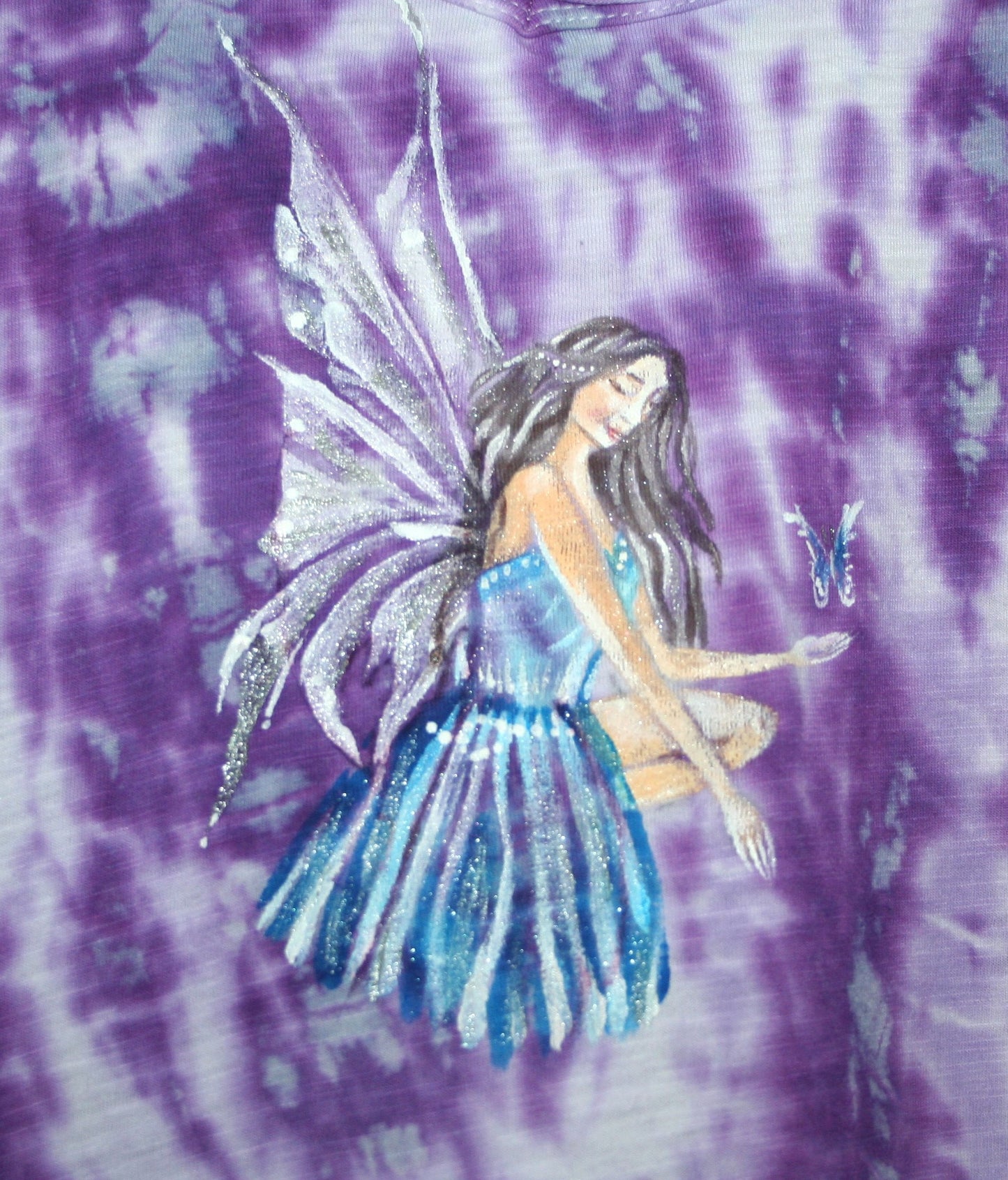 Hand Painted Fairy Tshirt Hand Tie Dyed Purple