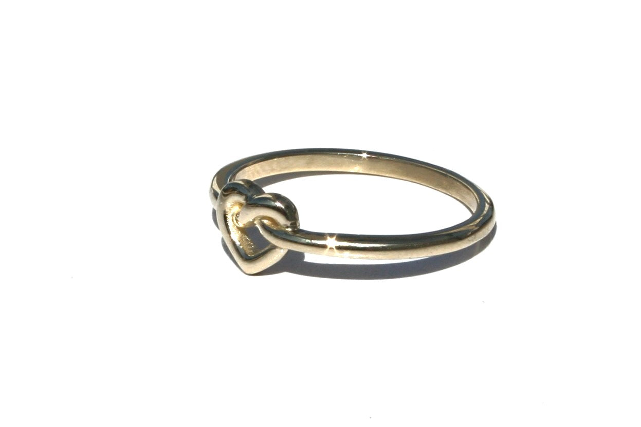 Dainty Heart Knot Ring Handmade 14k Gold 