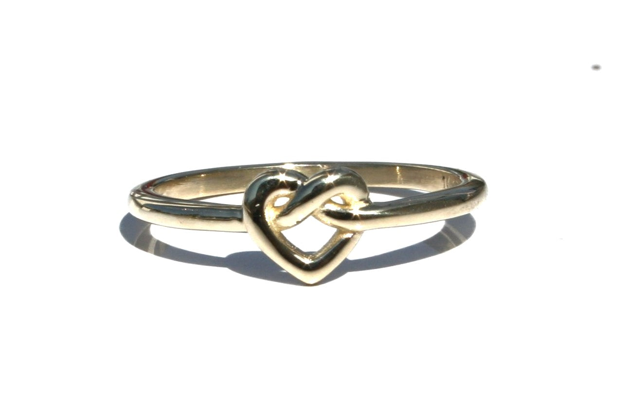 Dainty Heart Knot Ring Handmade 14k Gold 