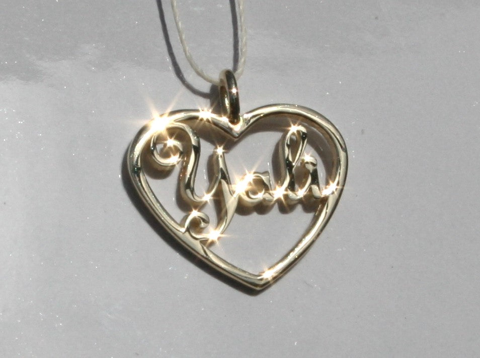 Heart Pendant Personalized Sterling Silver 925 Pendant Custom Name Engraved Inside Heart with 3d Rendering