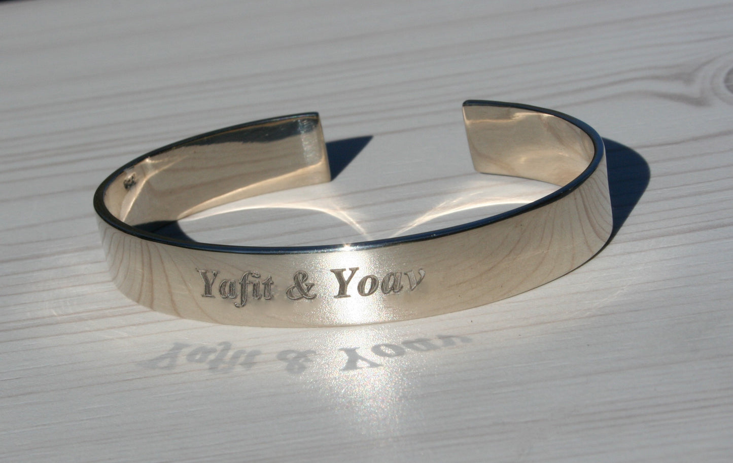 Custom Personalized Sterling Silver 925 Bangle  - 1cm Wide, 1.5mm Thick - Custom Engraving Available Plus free 3D Render