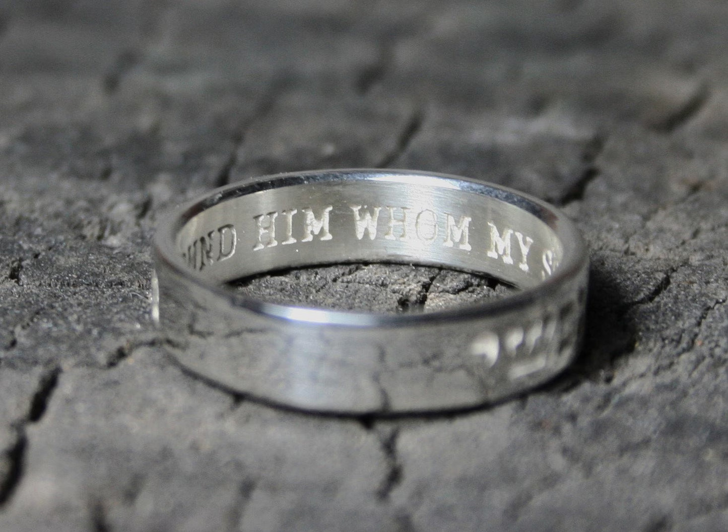 Song of Solomon 3:4 I found him whom my soul loves-Sterling Silver ring Hebrew "Matzati Et She'Ahava Nafshi" 1.3mm Thick 6mm Wide