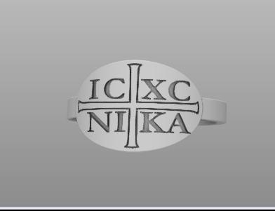 Byzantine Christogram Ring - IC XC NIKA Oval Signet Personalized 925 Sterling Silver Ring