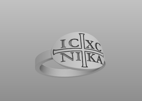 Byzantine Christogram Ring - IC XC NIKA Oval Signet Personalized 925 Sterling Silver Ring