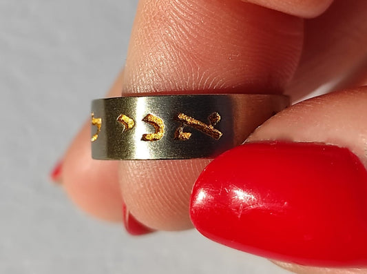 Song of Songs 6;3 I am my Beloved's and my Beloved is mine Stainless Steel ring with Gold inlay, Ani Le Dodi Ve Dodi Li 1.3mm thick and 8mm wide Unisex
