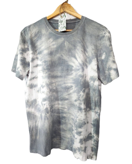 Silver Sky -  Light Grey and White Tie Dye T shirt 100% Cotton