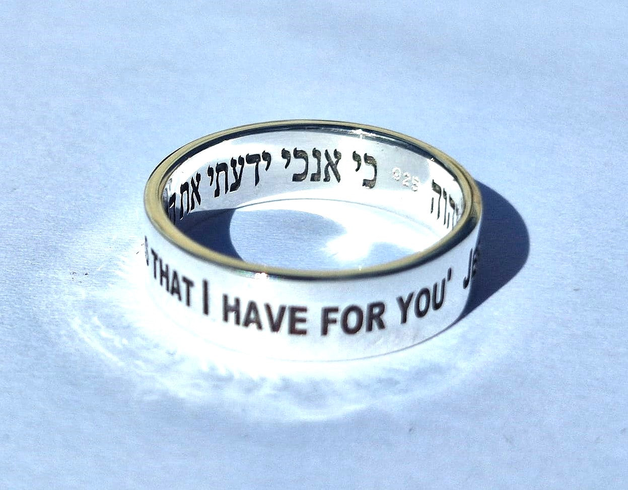 Jeremiah 29 Verse 11 For I know the plans Sterling Silver 925 Ring 1.5mm thick 6mm wide by Angelina Michaels