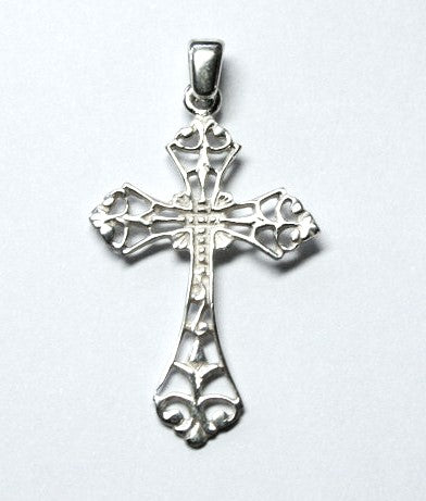 Filigree Christian Cross Sterling Silver 925 Necklace with Chain