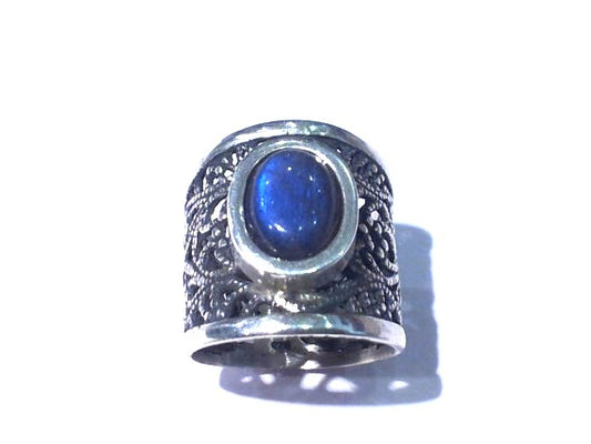 Labradorite 21.3mm Front width 12mm Back width Sterling Silver 925 Lace Ring Handcrafted 