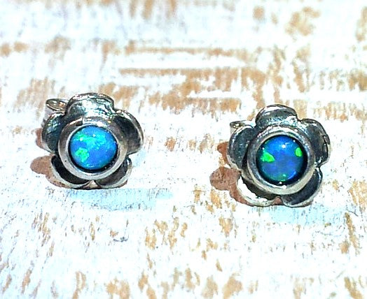 Daisy Opal Stud Earrings Sterling Silver 925 