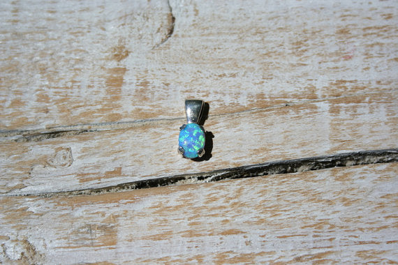 Blue Fire Opal Sterling Silver 925 Pendant by Angelina Michaels