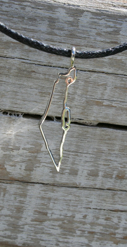 Israel Map Outline Pendant and Necklace 925 Sterling Silver