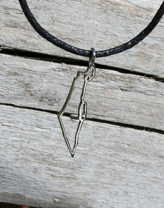 Israel Map Outline Pendant and Necklace 925 Sterling Silver