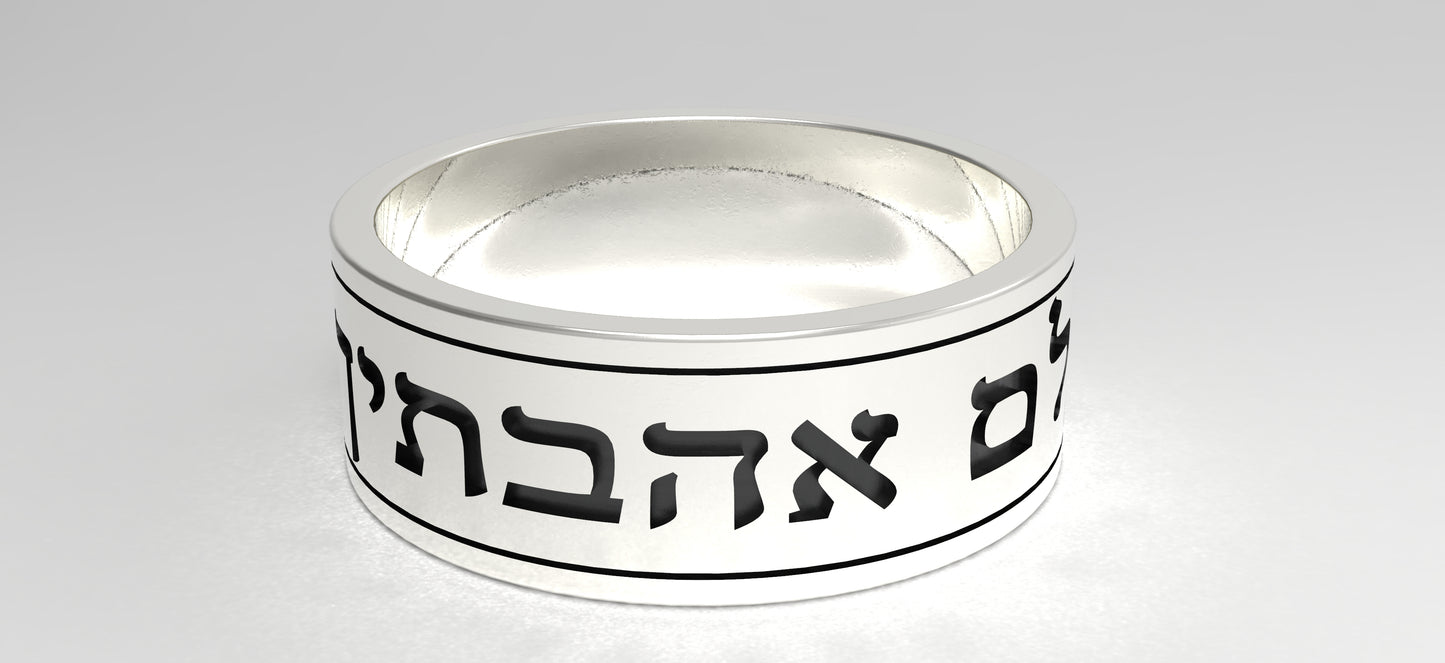 "I have loved you with an everlasting love" Jeremiah 31:3 Sterling Silver 925 Ring with Hebrew Inscription Jeremiah 31:3 Media 1 of 5